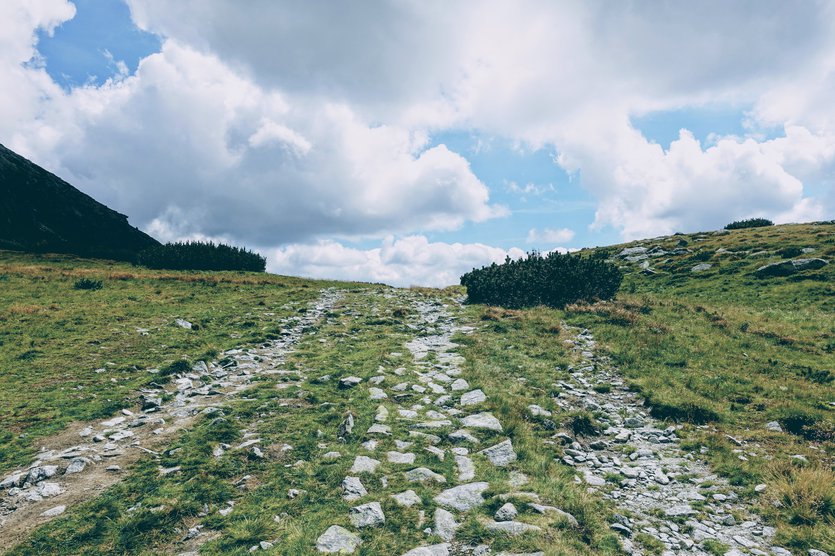 Hiking trail in Furkotská valley, High Tatra mountains, Slovakia