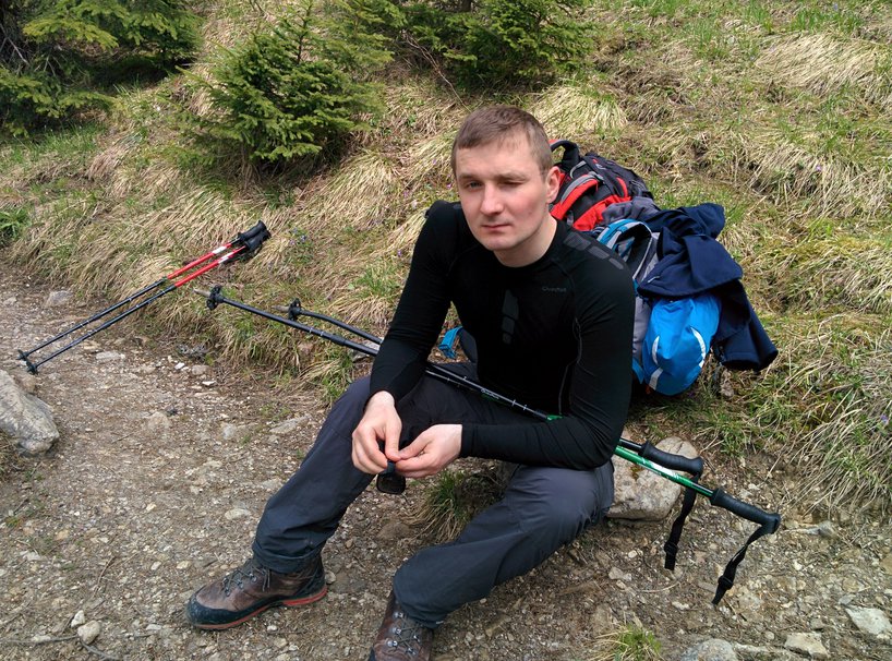 Backpacking hike in Tatra Mountains National Park near Zakopane