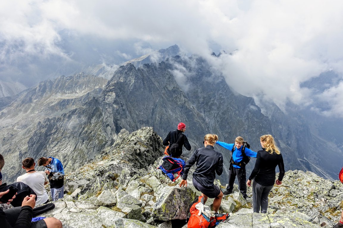 Crowded Rysy peak, Tatra mountains