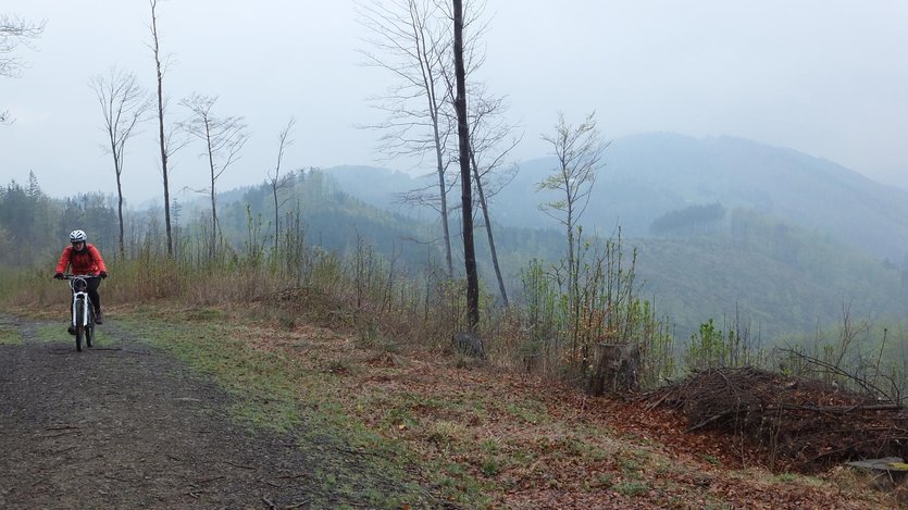 Mountain biking in Silesian Beskid mountains, Poland