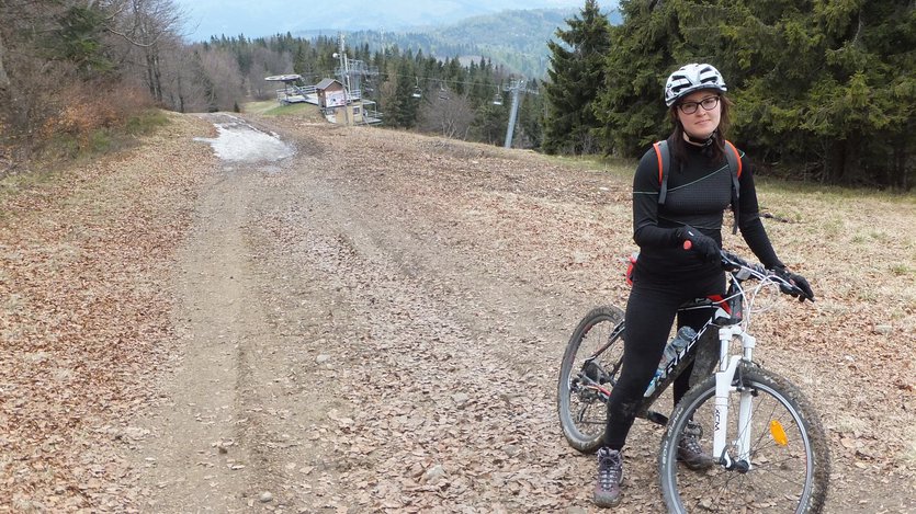 Mountain biking in Silesian Beskid mountains, Poland