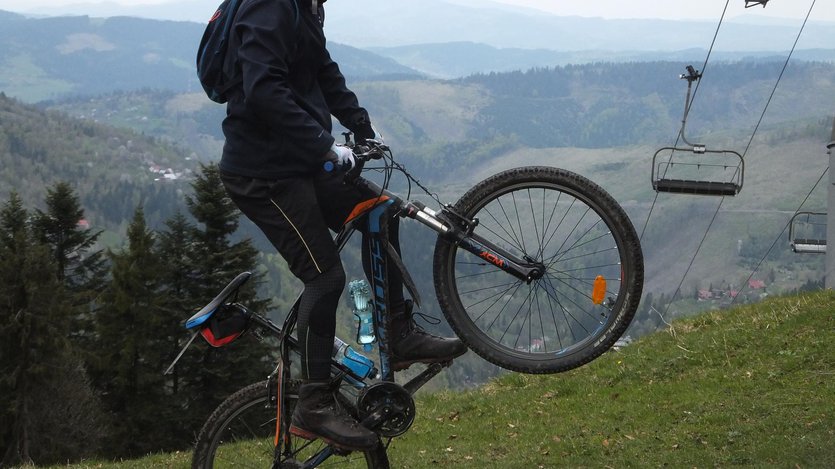 Mountain biking in Silesian Beskid mountains, Poland