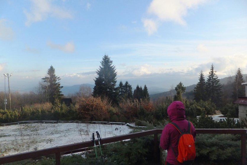 hiking trails in Beskid Maly mountain range, southern Poland
