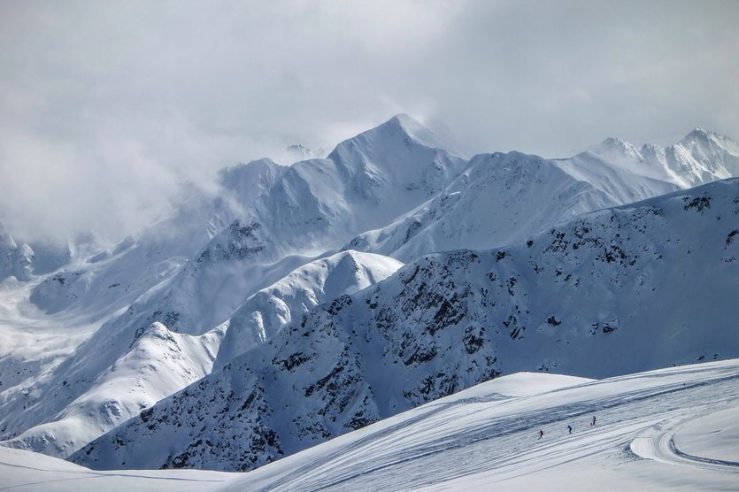 Skiing on Mottolino Fun Mountain, Livigno, Italy