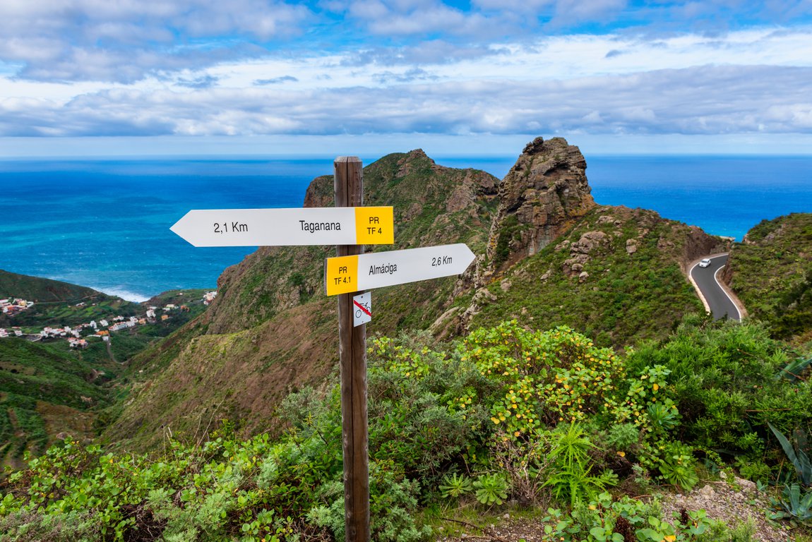 Directional signs to coastal village of Taganana