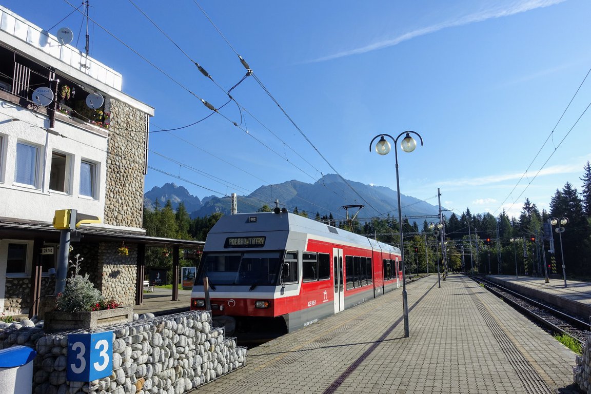Elektricka tram station, Strbske Pleso lake, Tatra mountains in Slovakia