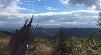 Hiking trails in Little Beskid mountain range in southern Poland
