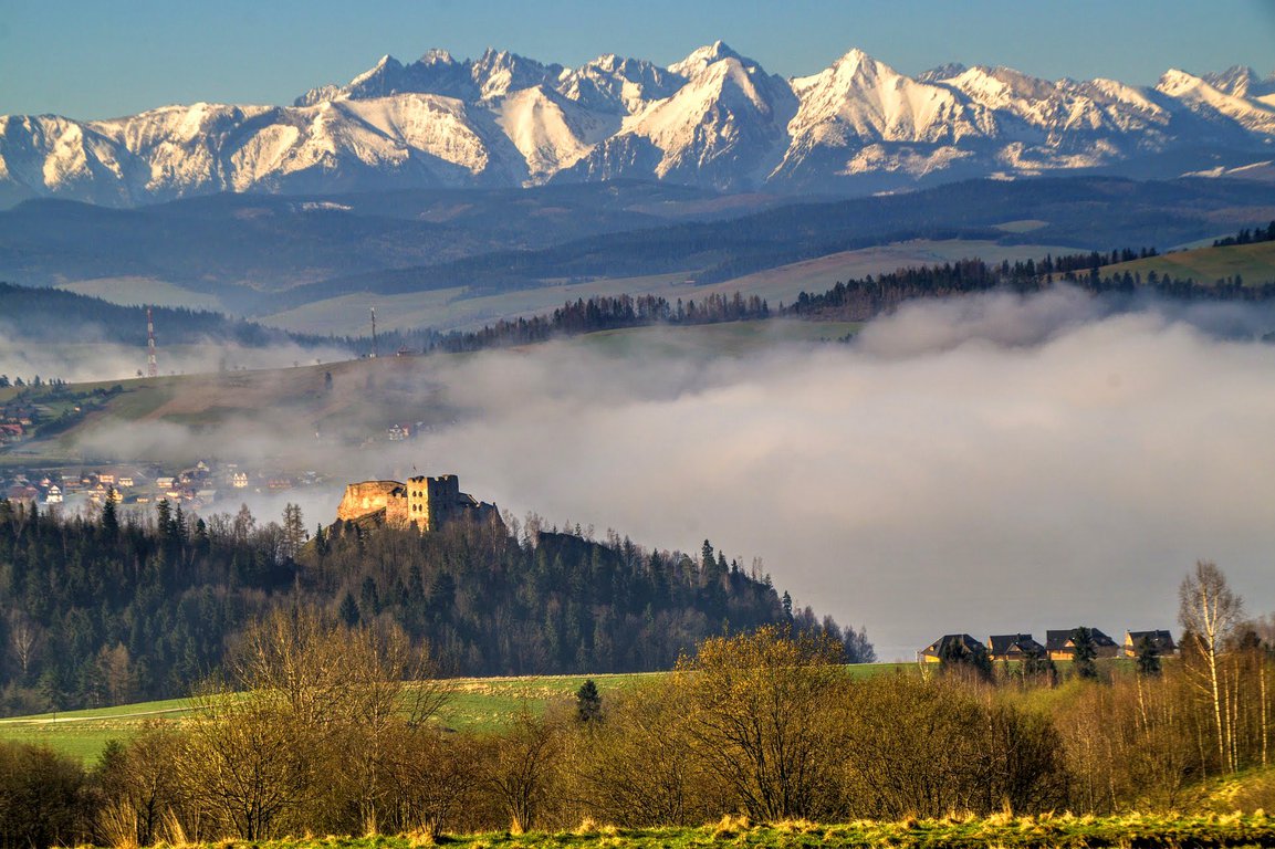 Beautiful Polish landscape - Tatra mountains seen from Pieniny