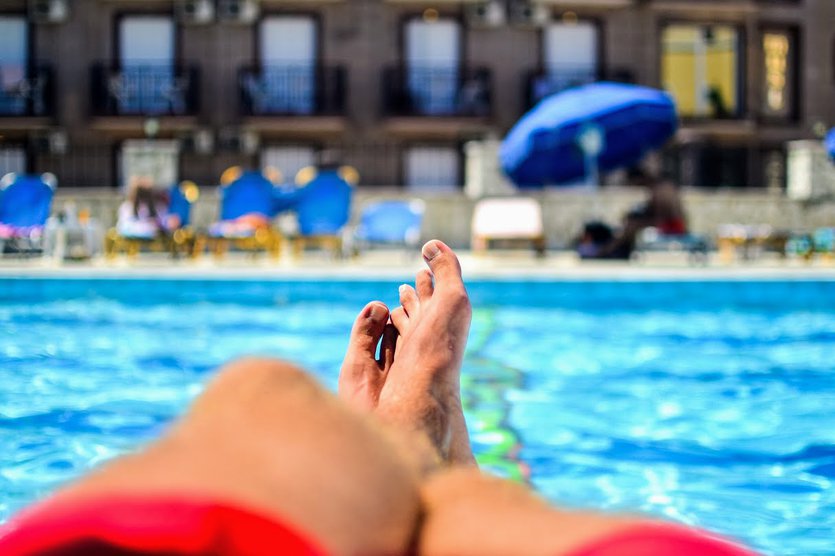 Relax by swimming pool
