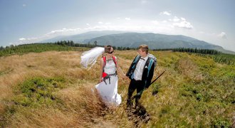 Outdoor wedding photoshoot in Beskidy mountains, Poland