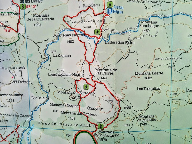 Teide National Park map - Chinyero Volcano trail