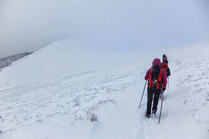 Winter hiking in the mountains - Bieszczady, Poland