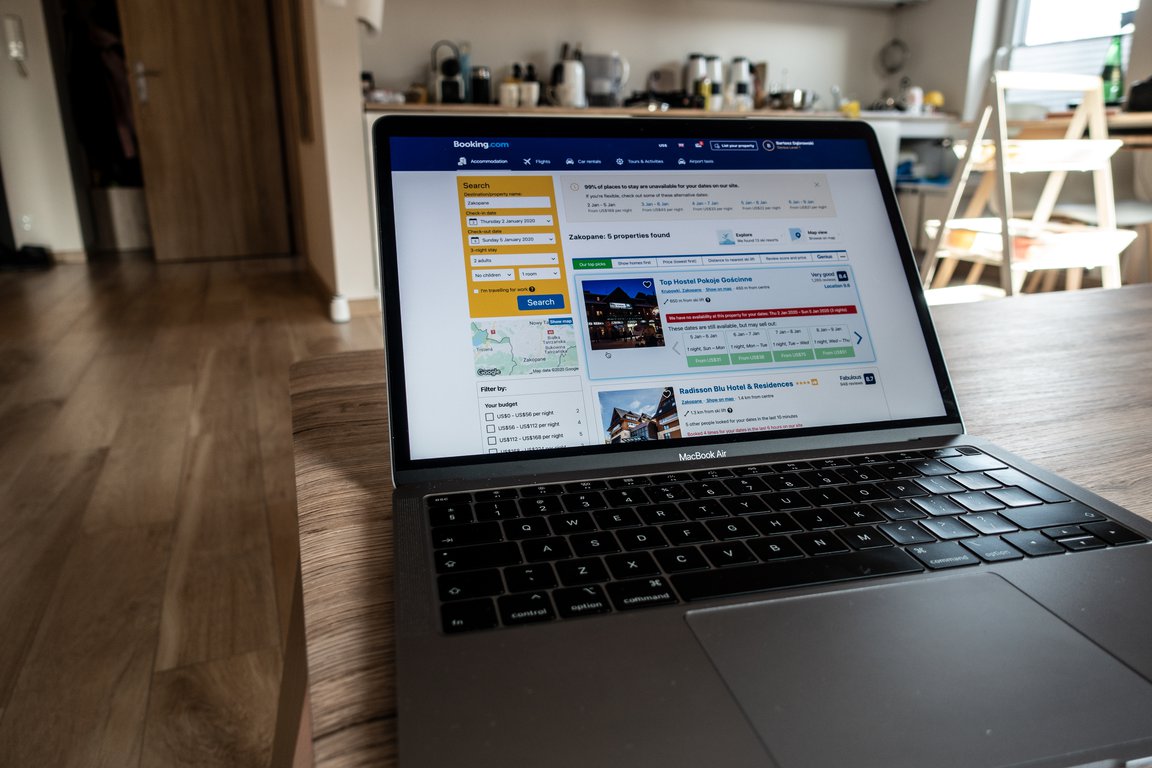 booking property listing on macbook