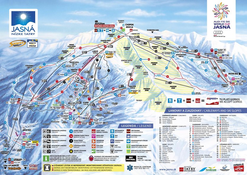 Ski runs map - Chopok Jasna