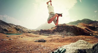 Jumping man outdoors