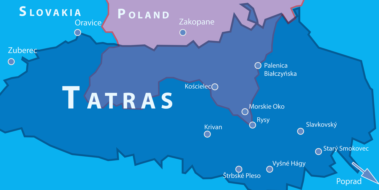 map of poland vs slovakia tatra mountains