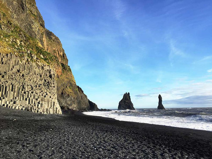 Iceland black sand beach Reynisfjara. Places to visit in Europe.