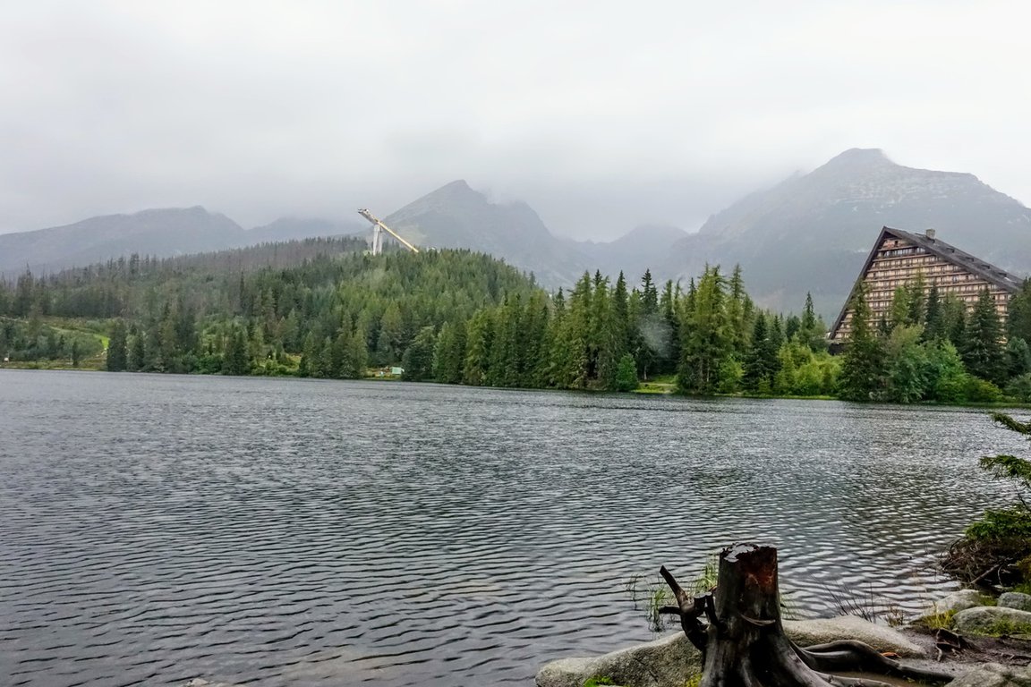 Štrbské Pleso on a rainy day, Tatra mountains, Slovakia