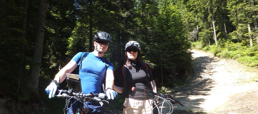Biking in Island Beskid mountains, Poland