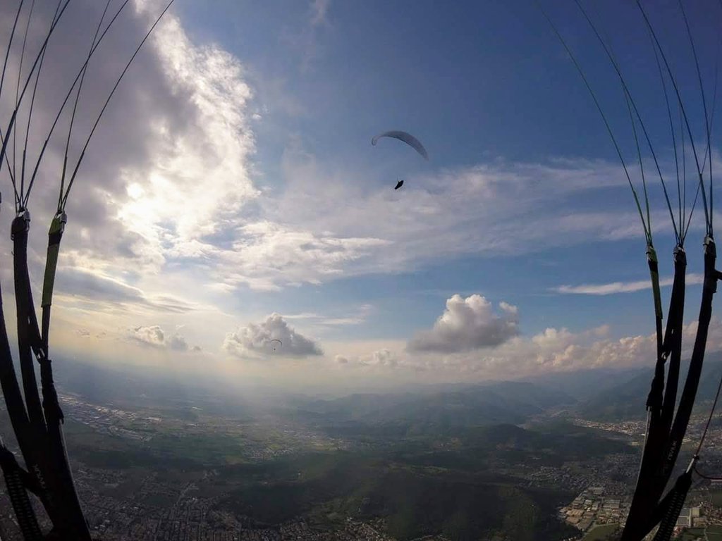 Photo taken high up while paragliding