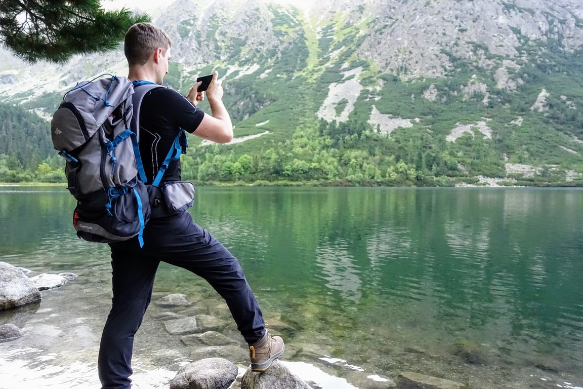 Taking photo of Popradské Pleso, Slovakia