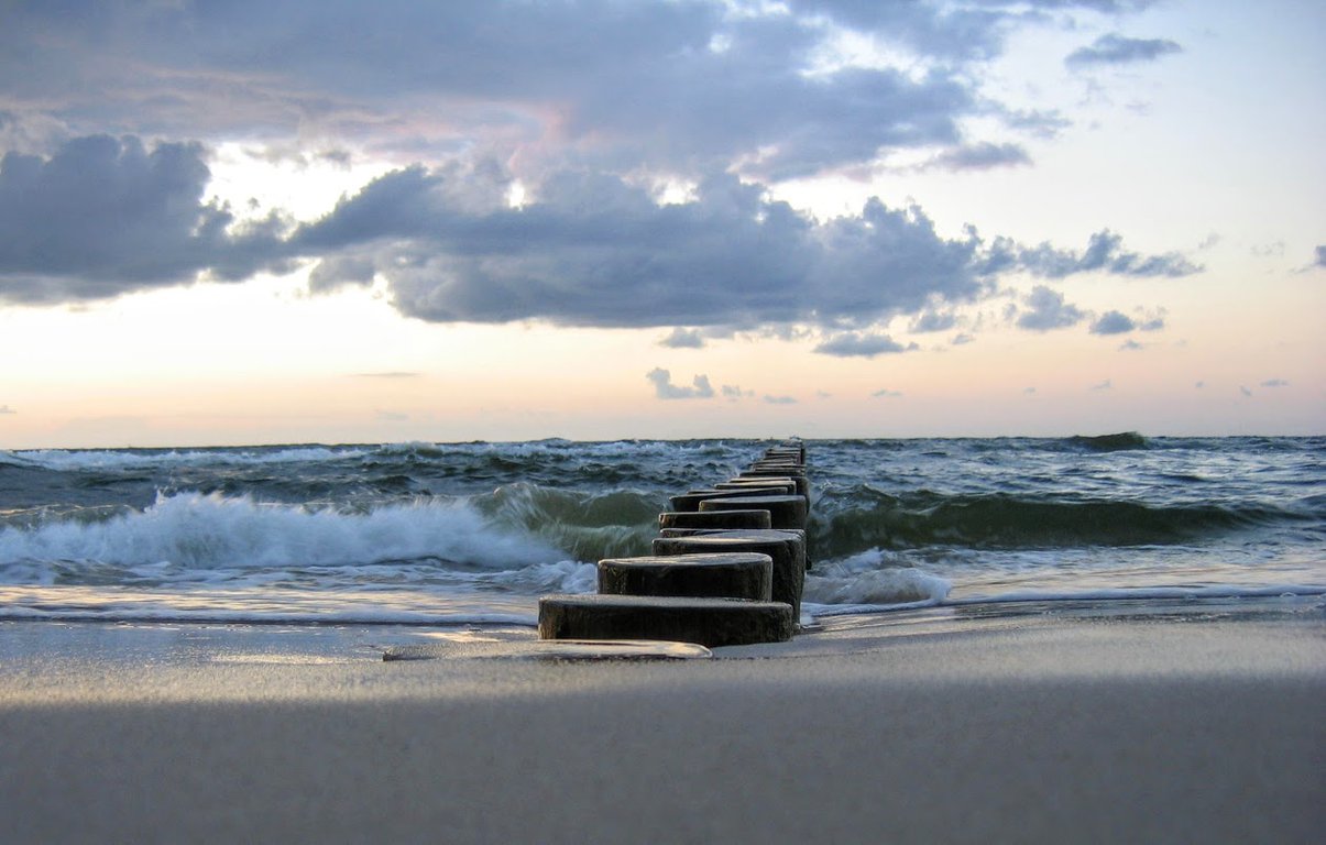 Sunset over Baltic sea in Poland